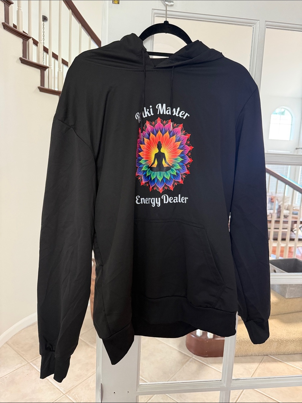 NWOT Size Large Black Lightweight Hoofie with Reiki Master Logo